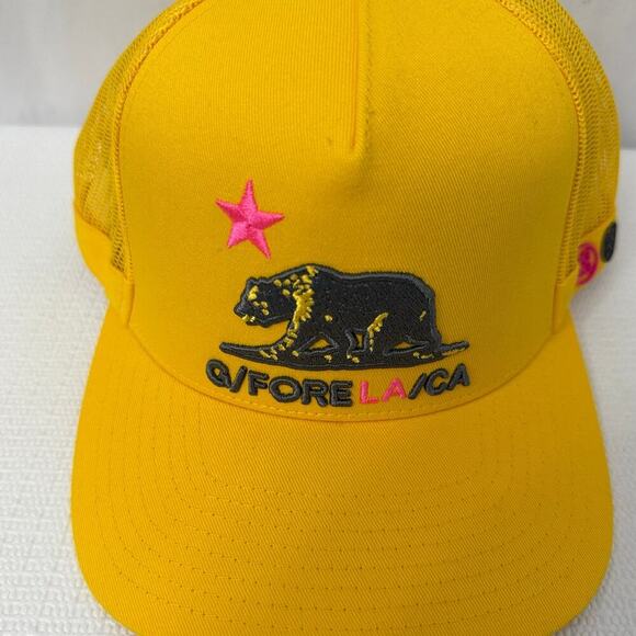 G Fore Snapback Hat Golf Los Angeles California Yellow Bear - Picture 2 of 10